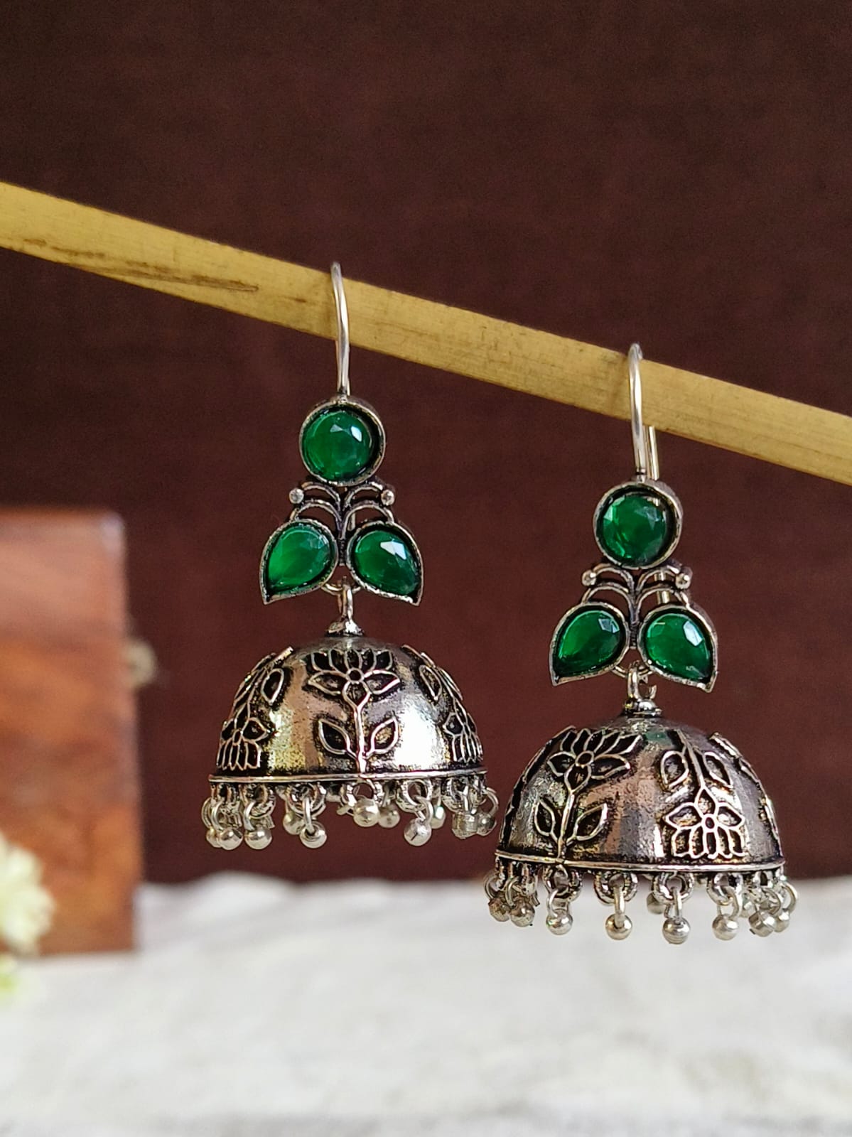 Monalisa Stone Oxidised Jhumka | Sarichka