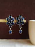 Oxidized Silver Oval Gemstone Stud Earrings | Sarichka