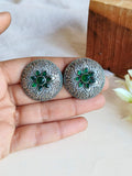 Oxidized Silver Floral Round Studs | Sarichka