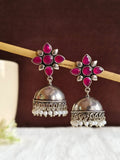 Trendy German Silver Pearl Jhumka Earrings for Elegant Style | Sarichka
