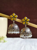 German Silver High-Quality Pearl Floral Jhumka Earrings Ethnic Wear | Sarichka