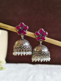 German Silver High-Quality Pearl Floral Jhumka Earrings Ethnic Wear | Sarichka