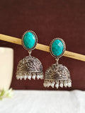 Stone Silver Oxidised Jhumka | Sarichka