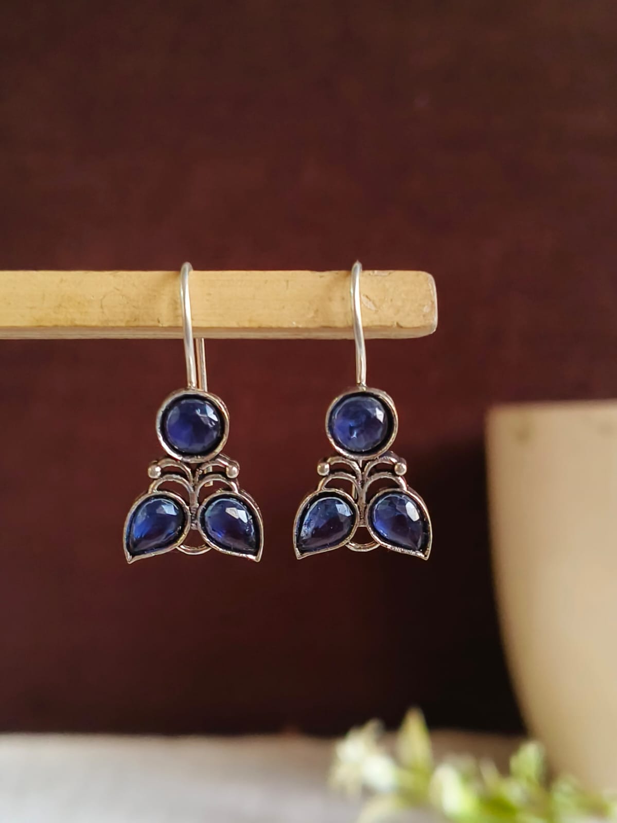 Vibrant Multicolor German Silver Hook Earrings for Daily Wear | Sarichka