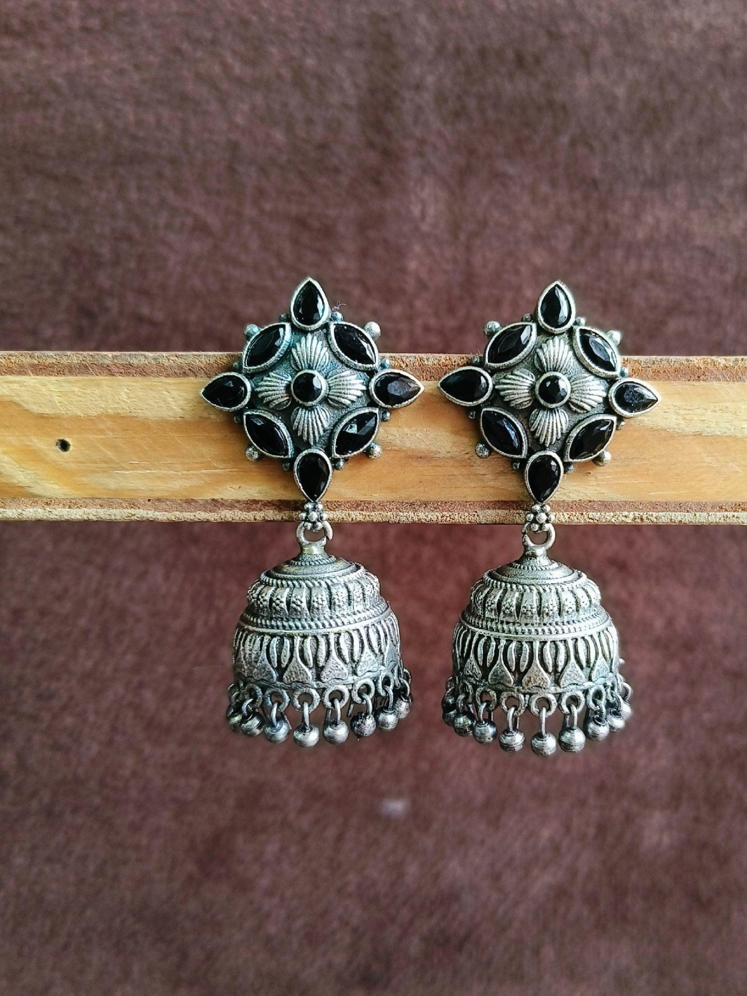 Brass Oxidized Jhumka Earring | Sarichka - Sarichka FashionSarichka Fashion