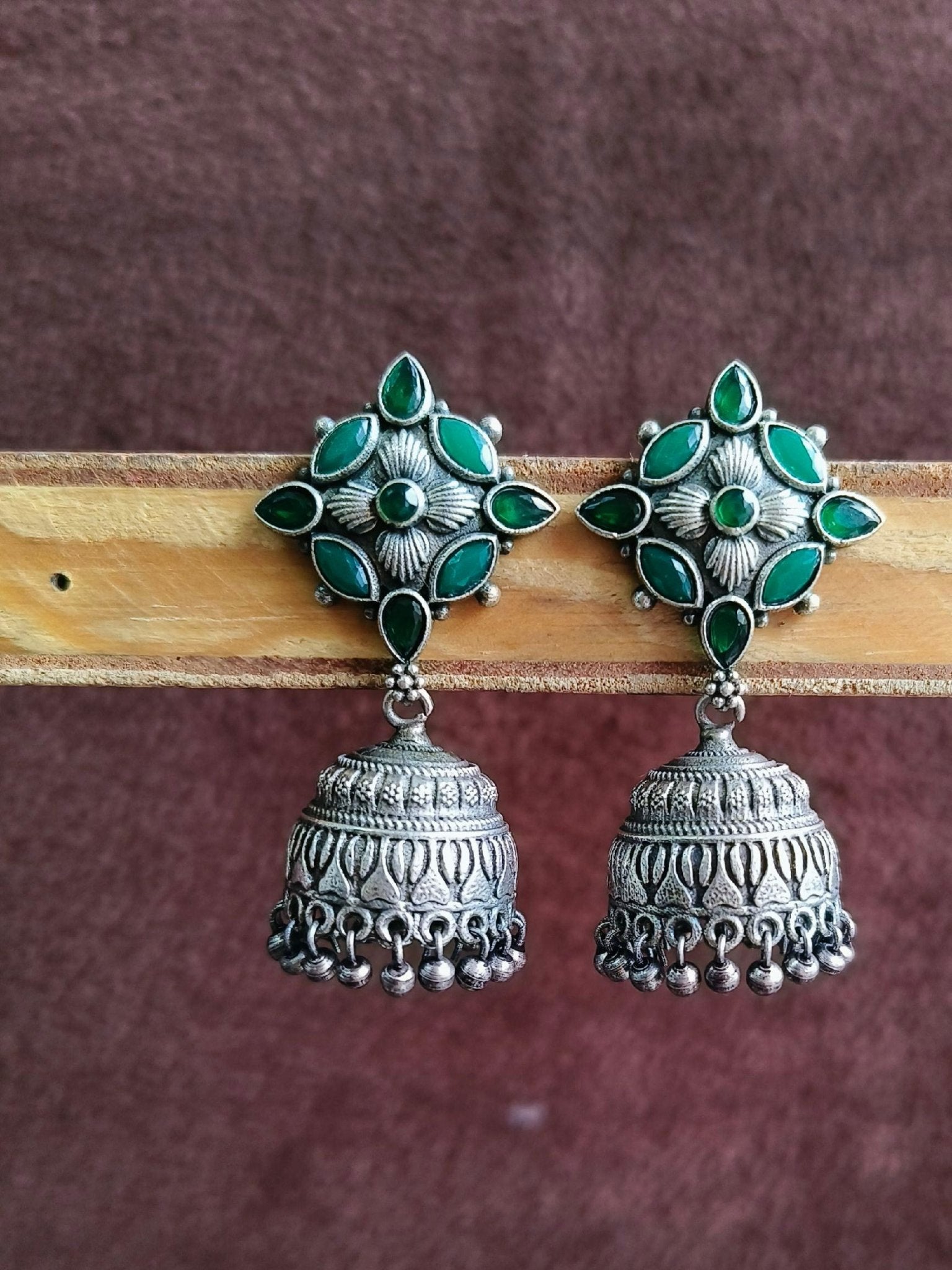 Brass Oxidized Jhumka Earring | Sarichka - Sarichka FashionSarichka Fashion