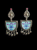 D Shaped Enamel Earrings with Small Ghungroo | Sarichka - Sarichka FashionSarichka Fashion