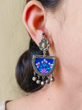 D Shaped Enamel Earrings with Small Ghungroo | Sarichka - Sarichka FashionSarichka Fashion