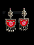 D Shaped Enamel Earrings with Small Ghungroo | Sarichka - Sarichka FashionSarichka Fashion