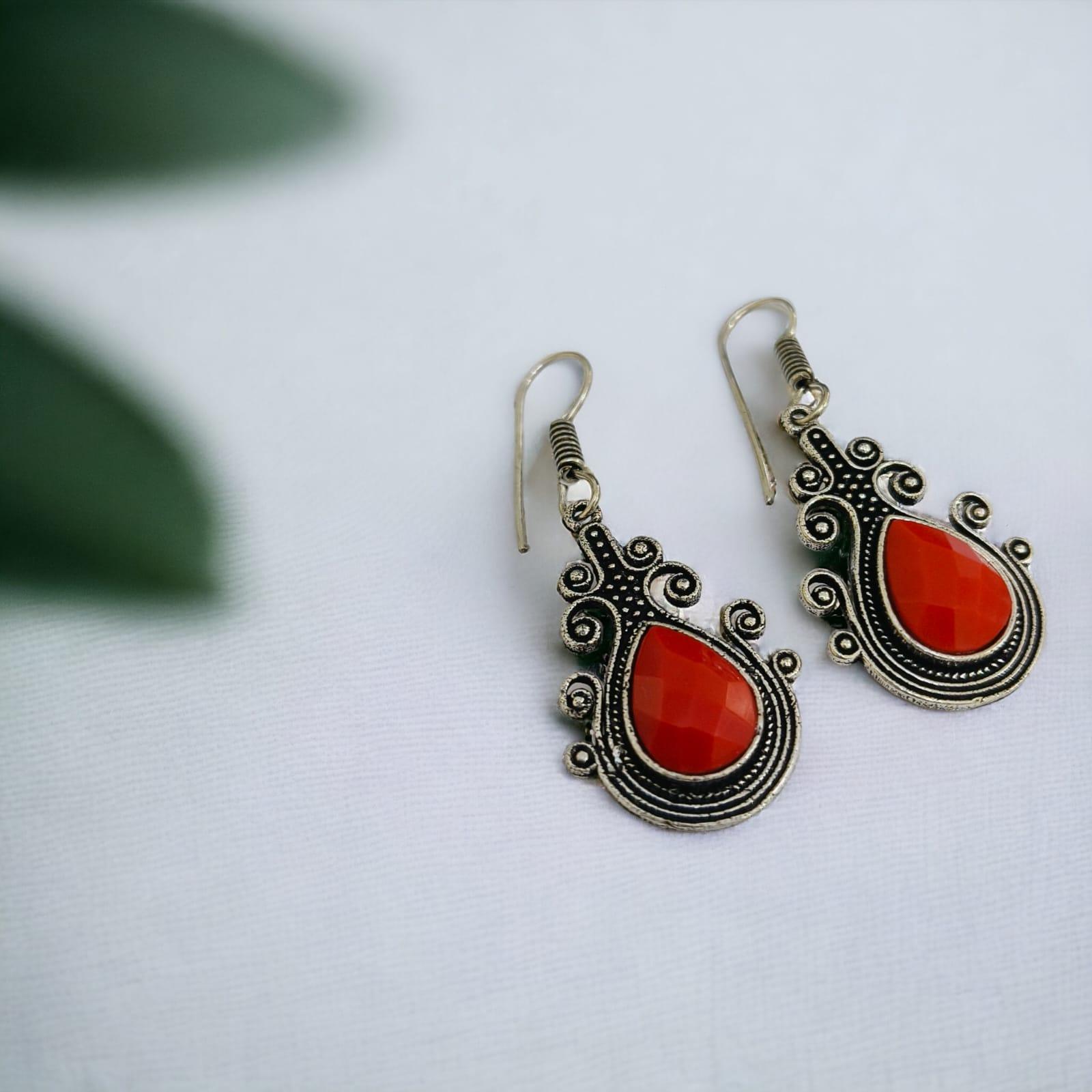 Dew Drop Oxidised Hook Earrings | Sarichka - Sarichka FashionSarichka Fashion