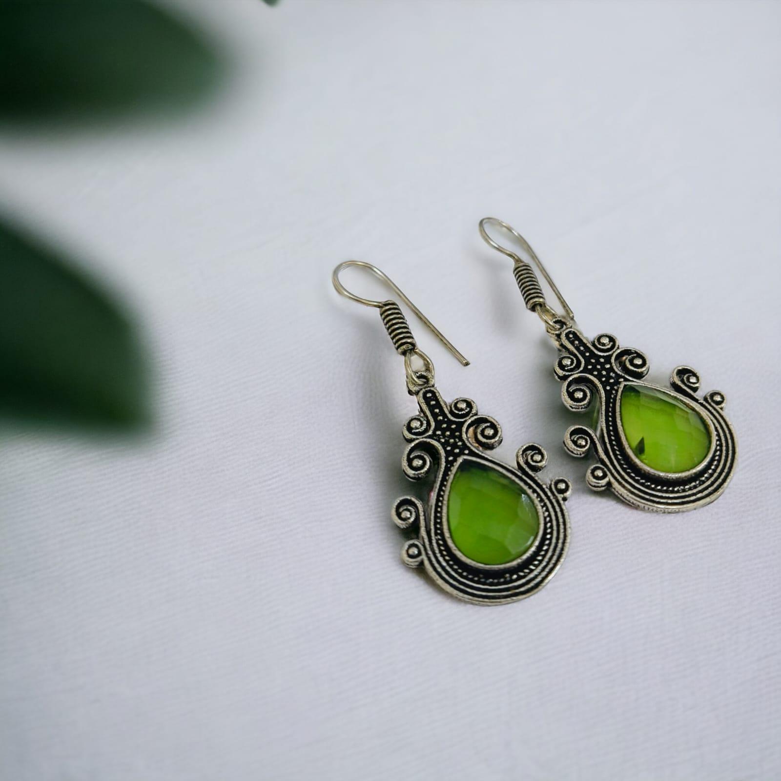 Dew Drop Oxidised Hook Earrings | Sarichka - Sarichka FashionSarichka Fashion