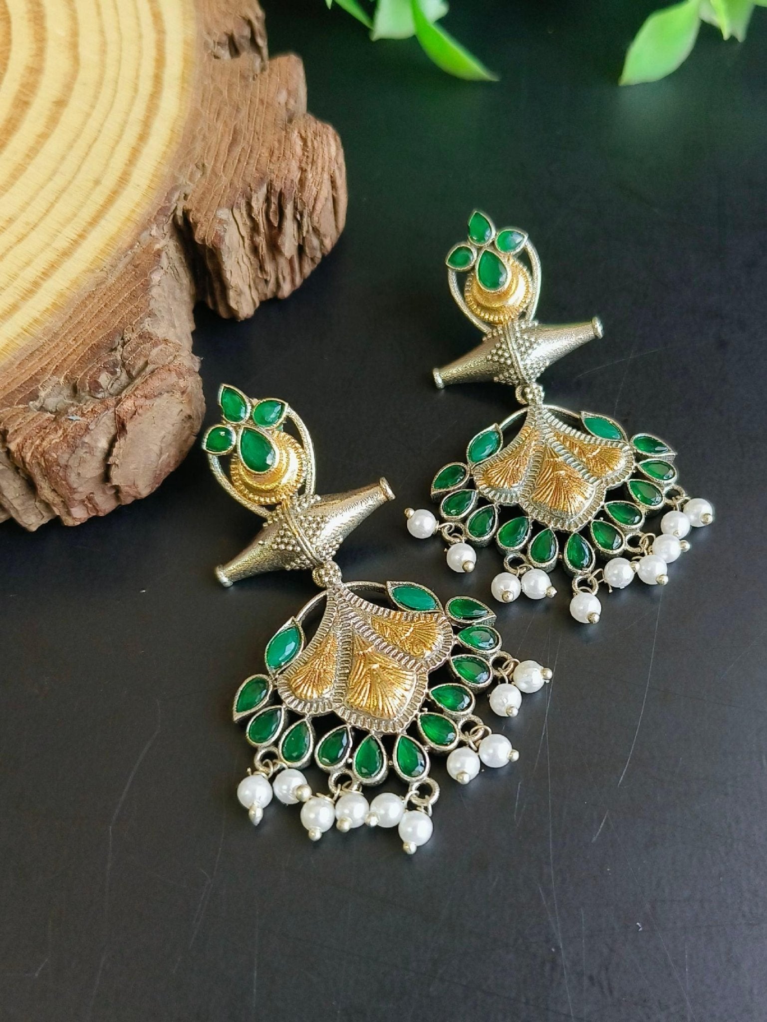 Dual Tone Oxidized Dangler Earrings | Sarichka - Sarichka FashionSarichka Fashion