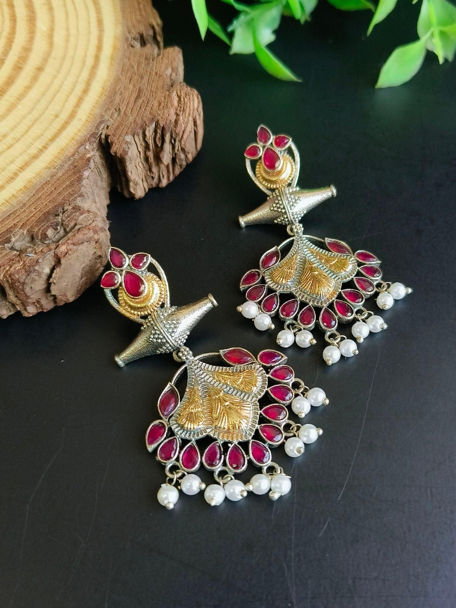 Dual Tone Oxidized Dangler Earrings | Sarichka - Sarichka FashionSarichka Fashion