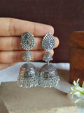 Oxidized German Silver Jhumka Earrings | Sarichka