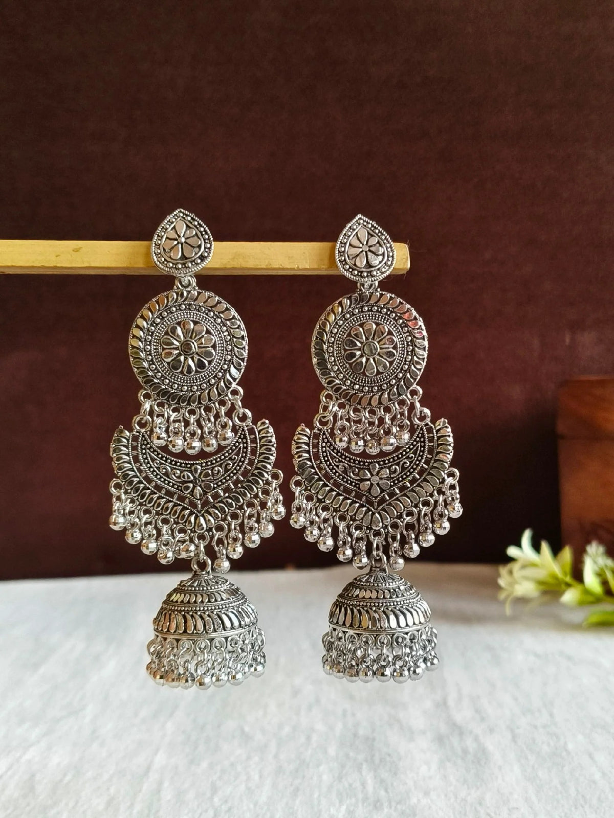 Afghani Oxidized German Silver Jhumki | Sarichka